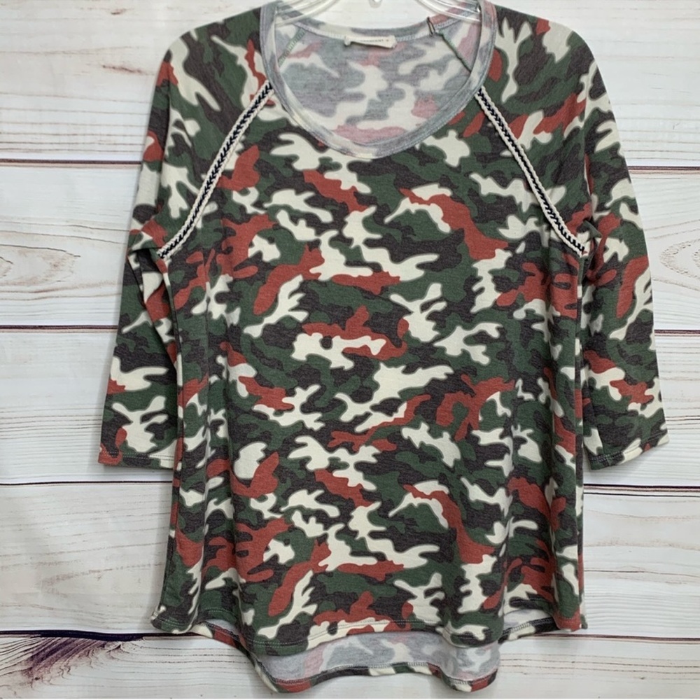 Crescent Camouflage Flowy Half Sleeve Top